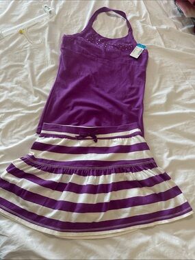 The Children's Place Purple & White Striped Girls Matching Set